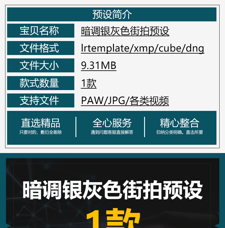 【预设】暗调银灰LR预设PS冷色ins街拍银灰色纪实FCPX达芬奇手机APP滤镜PR调色LUT插图(1)