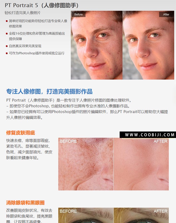 软件-人像磨皮插件PT Portrait 5.1.1中文版 一键磨皮瘦脸美颜 win插图1小新卖蜡笔