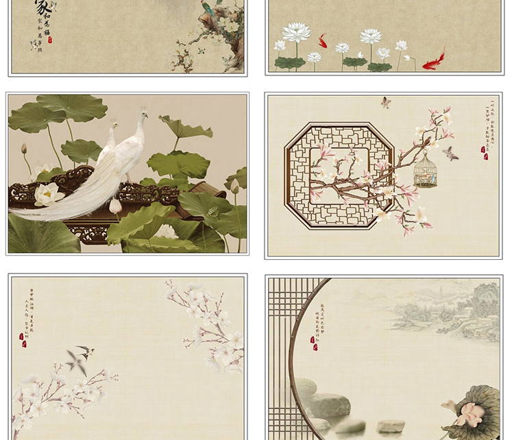 PS模板-58款中国风复古工笔画 古装设计素材宫廷 PSD模板！插图3小新卖蜡笔