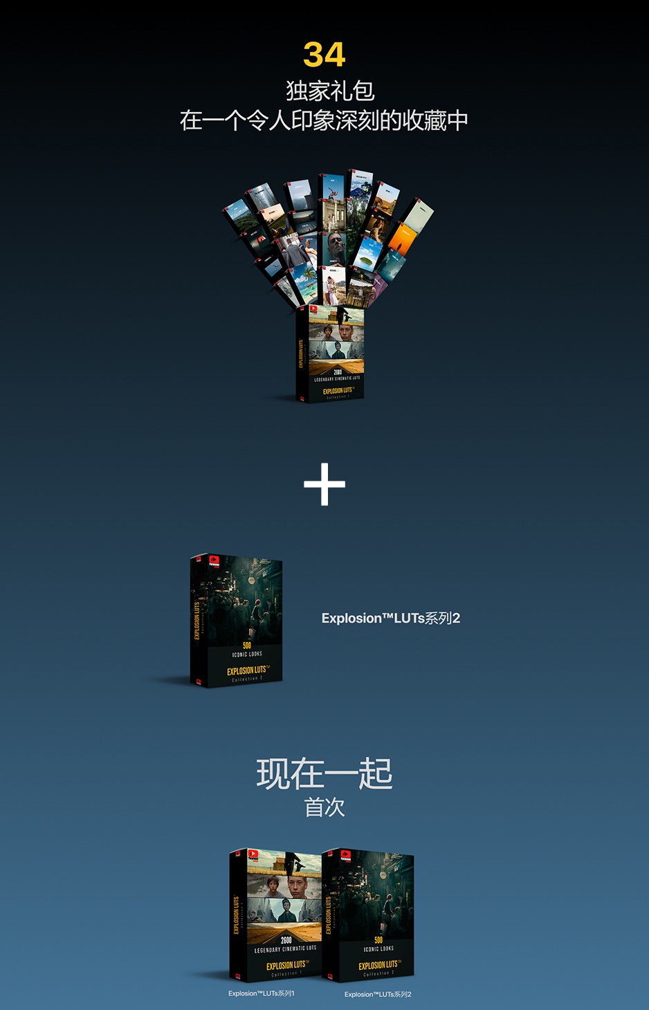 调色预设-3355个专业电影级多类型LUTS调色预设 Explosion LUTs Collection 1+2