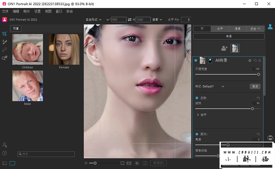 软件-AI人工智能瘦脸磨皮软件/PS插件汉化版ON1 Portrait AI 2021 v15.0.0.9581插图2小新卖蜡笔