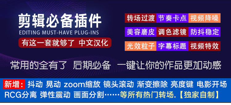 【PR神器】pr插件合集一键安装调色美白磨皮转场字幕防燥特效预设CC2020素材插图2小新卖蜡笔